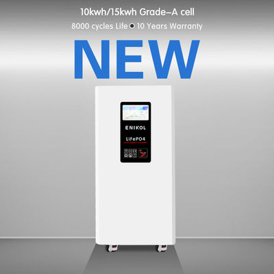 Длинный цикл 51.2v 300ah Домашний аккумулятор 15kwh с сенсорным экраном и колесами